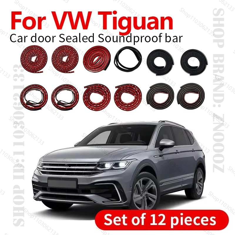 

Для VW Tiguan PQ46 уплотнительная лента для двери автомобиля, резиновая двухслойная уплотнительная защита, звукоизоляционная лента, пылезащитная уплотнительная лента, набор из 12 шт.