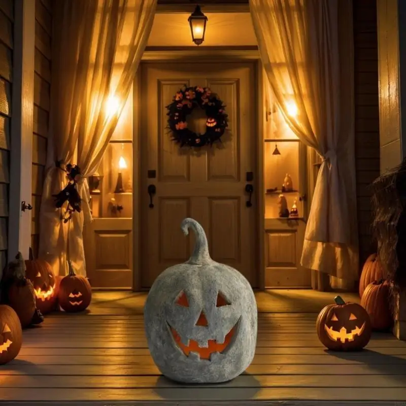Festival Halloweens Capa de luz decorativa de lanterna de abóbora com LED macio brilha materiais de resina para ambientes internos e externos