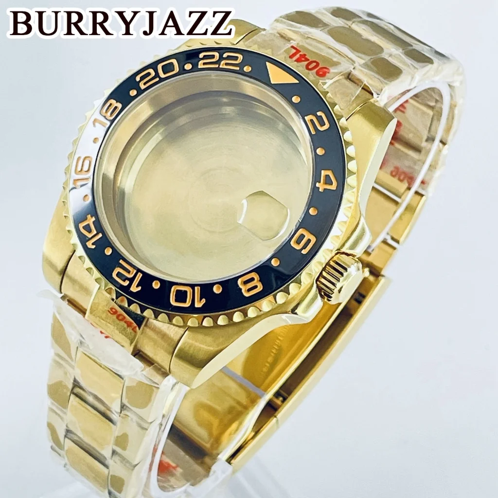 BURRYJAZZ 40mm SUB GMT Case NH35 NH36 NH34 NH38 NH70 NH72 ETA2824 PT5000 Watch Case Sapphire Glass Ceramic /Aluminum Bezel