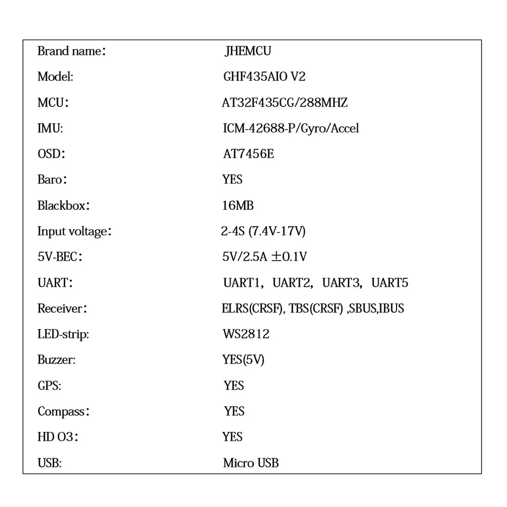 JHEMCU GHF435AIO V2 F4 20A AIO FC ELRS 2.4G BMP280 AT7456E BLHeli_S Betaflight USB-C 2-4S für FPV Freestyle Racing Drohne – Detail 5