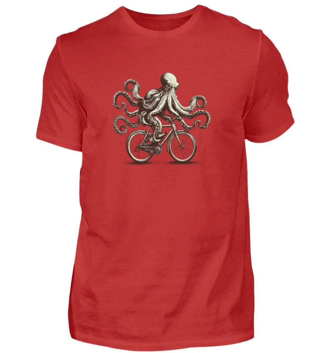 Octopus On Bicycle Men'S Shirt Funny Graphic T Man 100 Cotton Diver Gift Idea Birthday Sea Creatures Boho