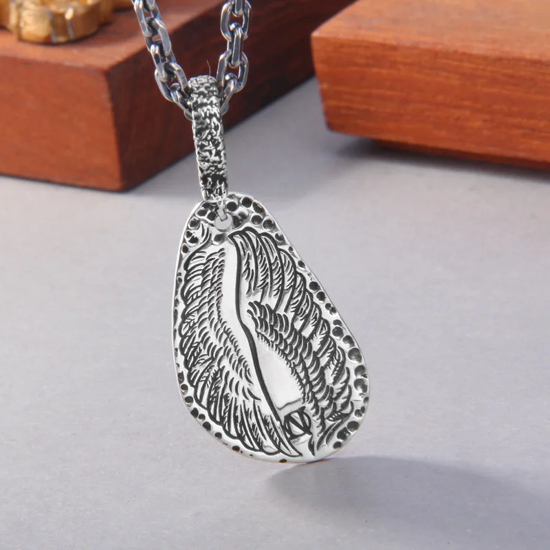 S925 Sterling Silver Charms Pendants for Men Women Fashion Irregular Feather Fossils Wing Pattern Jewelry Wholesale