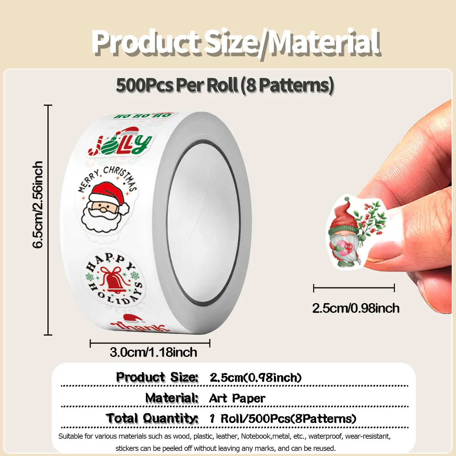 500 шт. нерегулярные подарочные наклейки с Рождеством 2,5 см/1 дюйм DlY ремесленное украшение фестиваль этикетки для скрапбукинга подарочная запечатка