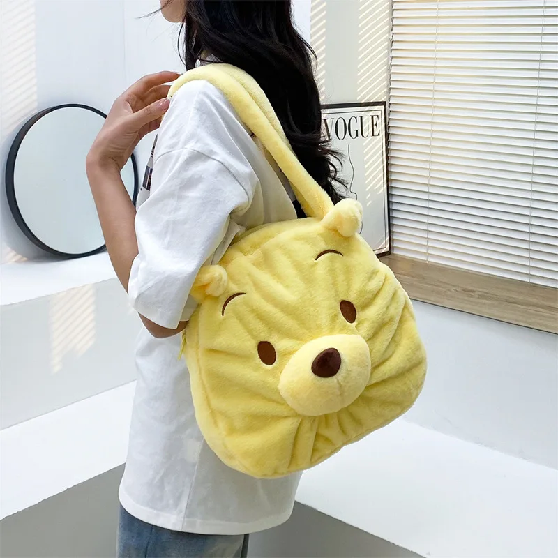 Disney Winnie The Pooh Women Plush Crossbody Bag Mini Shoulder Bags Female Handbag Cute Tote Bags Small Purses Gift