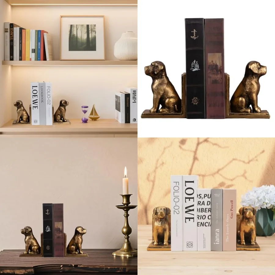 

Book Ends for Shelves to Hold Books Heavy Duty, Decorative Bookend for Bookshelf Décor, Cute Animal Dog Book Stopper Labrador R