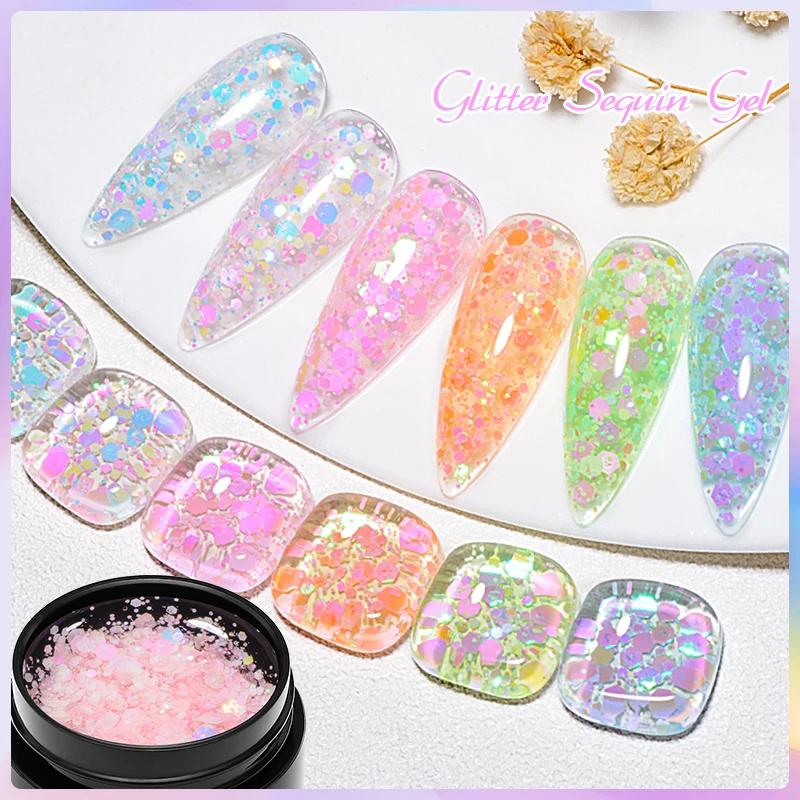 Mtssii Colorful Star Sequins Gel Nail Polish 8ML Semi Permanent Varnish Hybrid Soak Off UV Nail Gel For Manicure