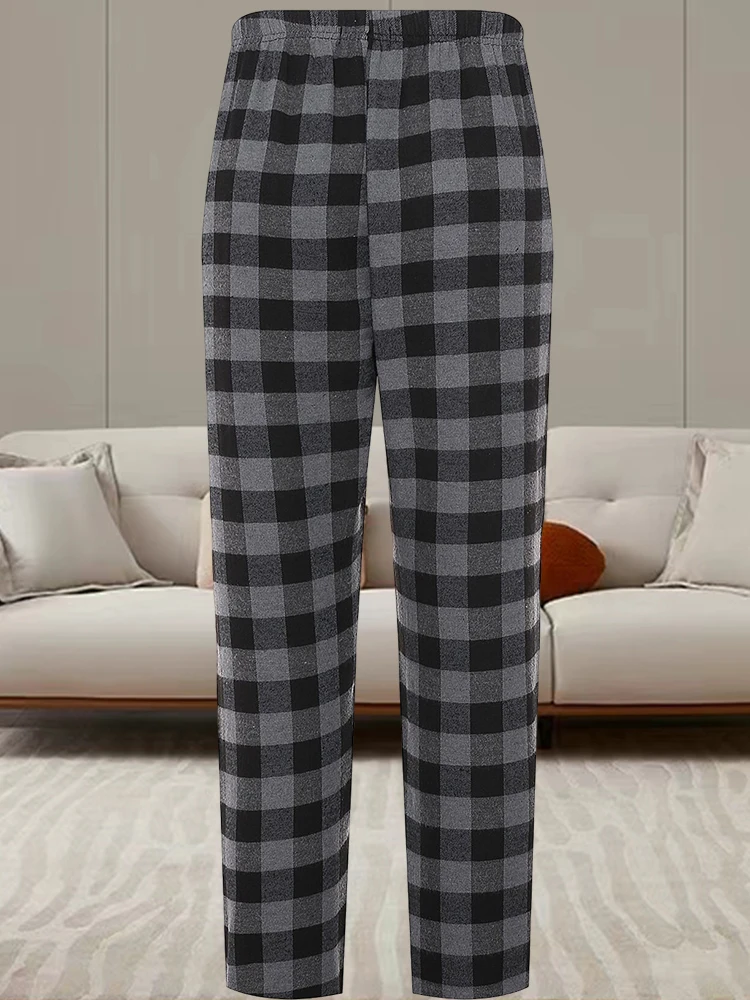 Men\'s Homewear Set Pajamas Long Sleeve Fashion Daily High Quality Solid Colour Pajamas Plaid Pajama Pants Set