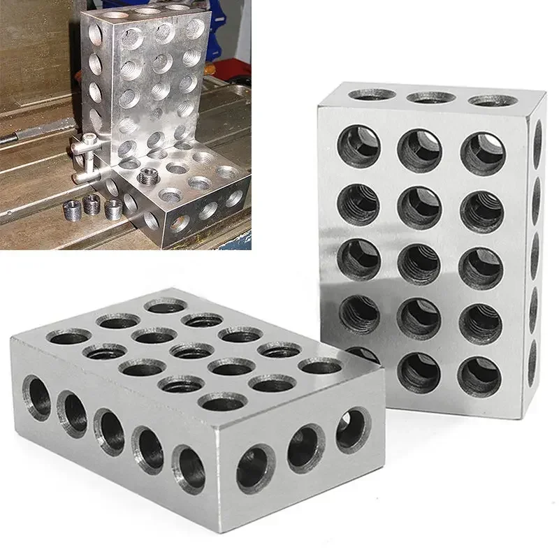 2Pcs Hardened Steel 23 Holes Precision Blocks 1-2-3 Blocks 0.0001