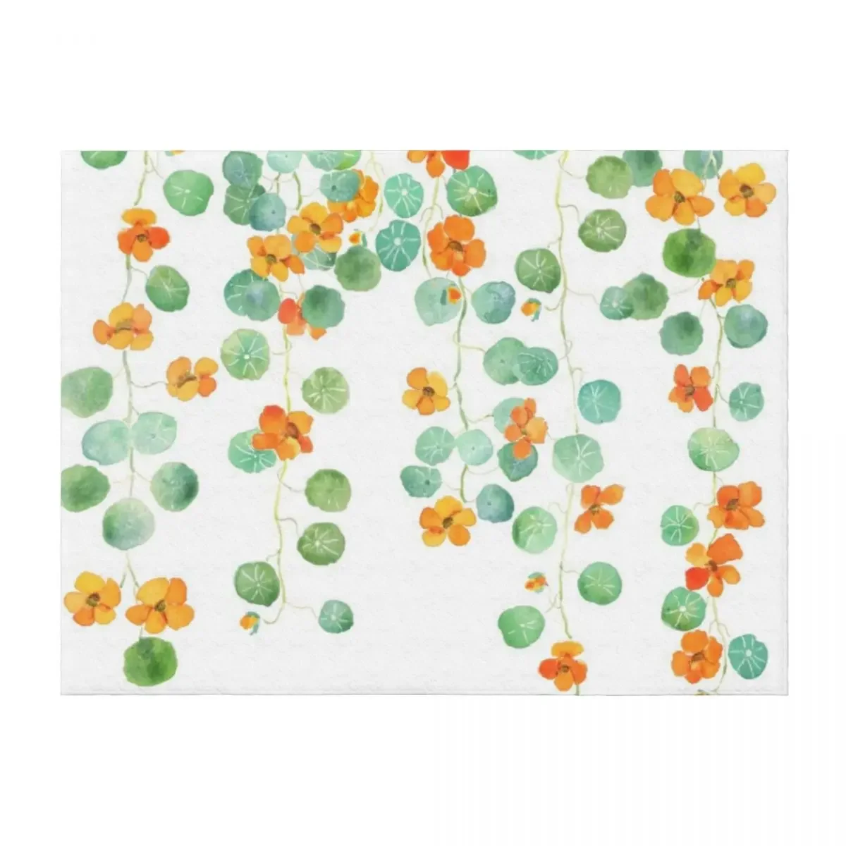 

orange nasturtium flowers and leaves watercolor Throw Blanket Plaid manga Baby Multi-Purpose Blankets