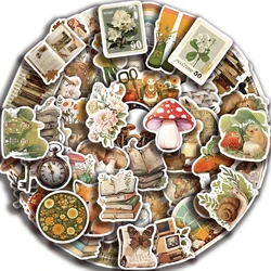 50pcs Retro Aesthetic Animals Cartoon Stickers for Travel Luggage Notebook Guitar Laptop Phone Stationery Water Bottle
