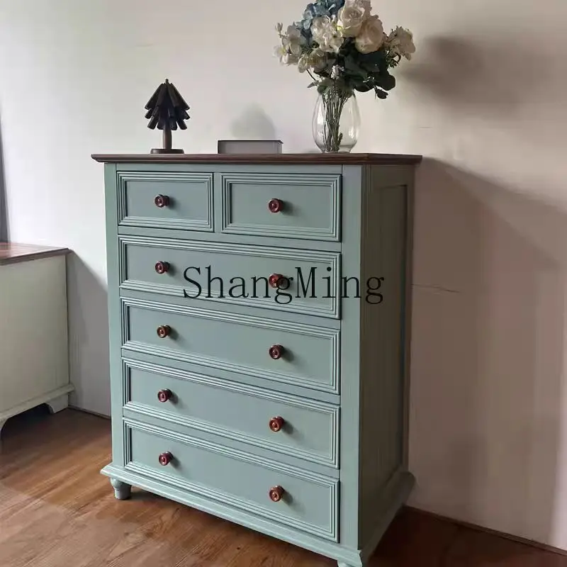 

SM solid wood chest bedroom home storage living room bedroom retro wooden display cabinet