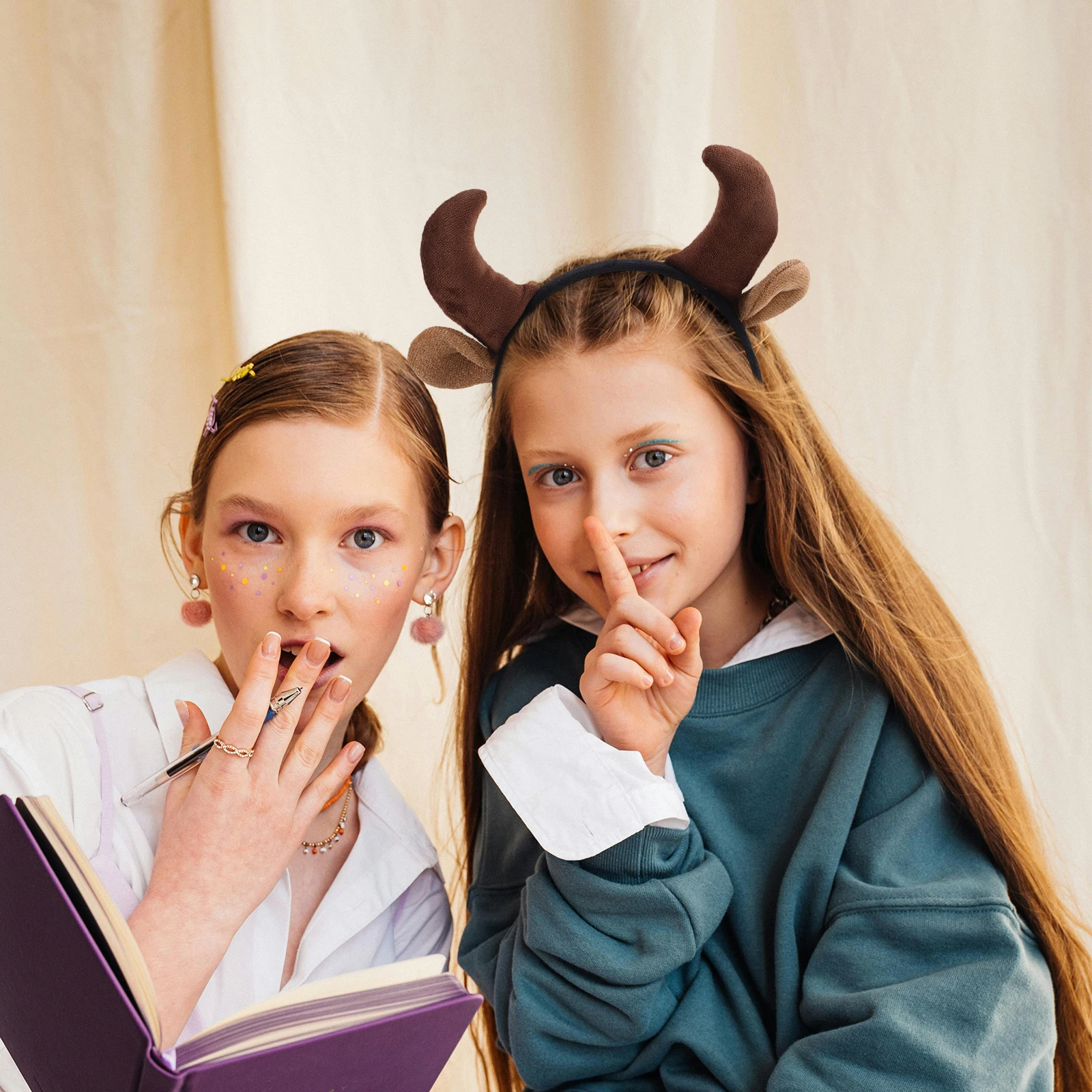 

Cow Horn Headband Cute Animal Ears Hair Bands for Kids Adults Face Washing Spa Accessories Durable Material Easy to Use Cartoon