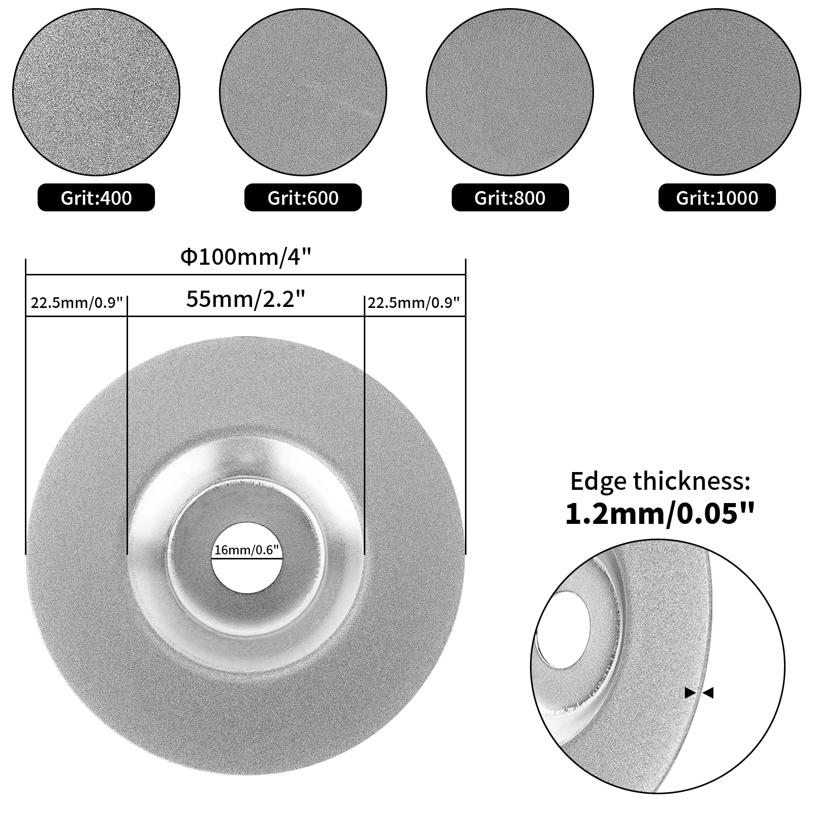 4 Inch Diamond Cutting Disc for Tungsten Electrode Sharpener Grinder Lapidary Polish Grind Saw Inner 400-1000#