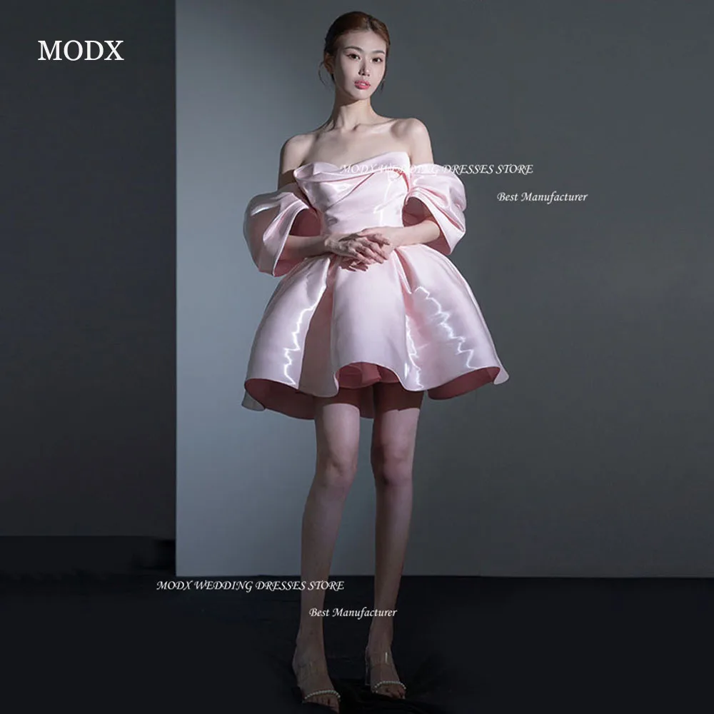 

MODX Sweetheart Baby Pink Short Prom Dresses Sweetheart Puff Short Sleeves Mini Cute Lovely Cocktail Dress Formal Event Gowns