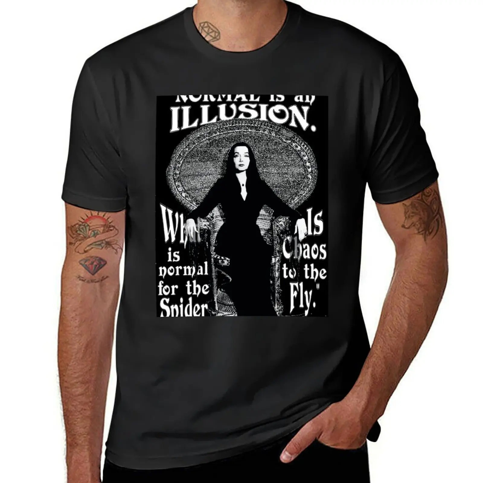 Morticia Addams-Normal Is An Illusion... T-Shirt customizeds summer tops quick drying hippie clothes black t-shirts for men