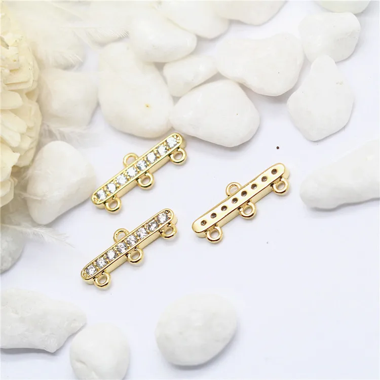 5.5*14MM 14K Gold Color Brass 4 Holes Connect Charms Pendants Jewelry Making Supplies Diy Findings Accessories