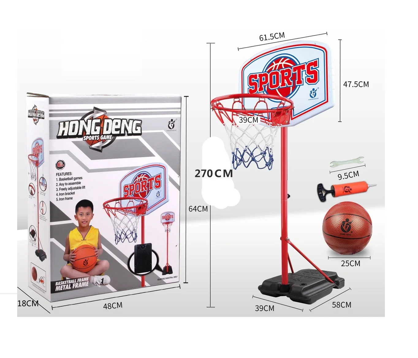 Kinder-Basketball-Set, Kunststoff-Rückwandständer, Netzsystem, lustiges Spielzeug für drinnen und draußen