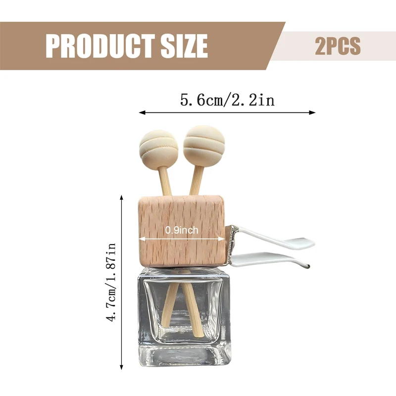 2pcs Empty Bottle, Essential Oil Diffuser Bottle Car Air Purifier, Car Perfume Diffuser Bottle Aromatherapy Fragrance Ornament