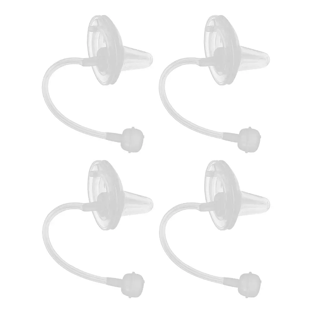 

4pcs Duckbill Pacifier Accessories Silicone Weighted Straw Nipples White Baby Replacement Light Small Size Easy Carry Feeding