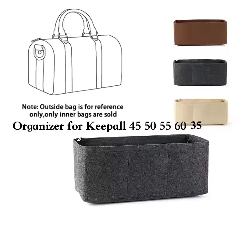 Organisateur d'insertion en feutre pour Keepall 45 50 55 60, sac de voyage, sac de Support doublé, sac de rangement de cosmétiques