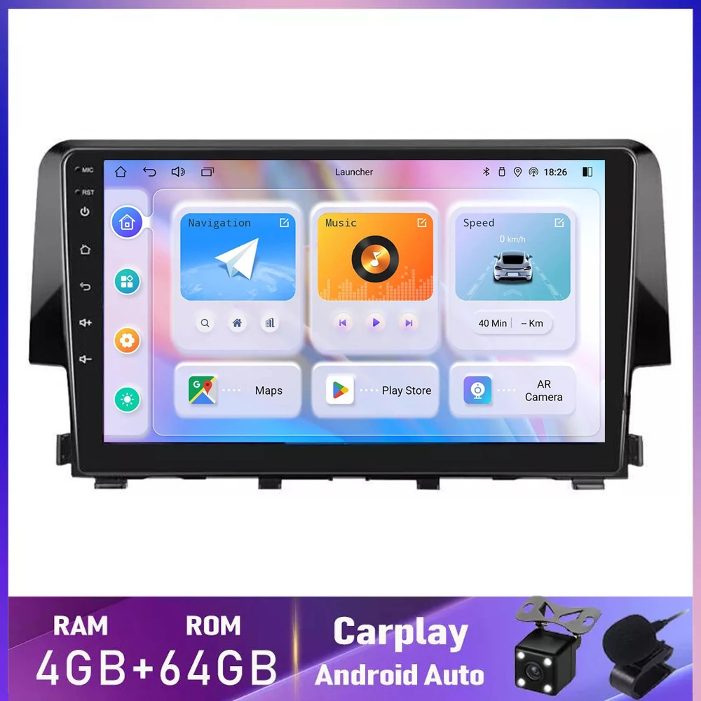 Wireless Carplay Android Auto Car Radio For Honda Civic 2016 2017 2018 2019 2020 Multimedia Video Player GPS Navigation DSP WIFI