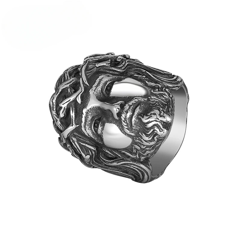 European and American new retro ring, domineering punk style, big bearded men's ring, party wearing