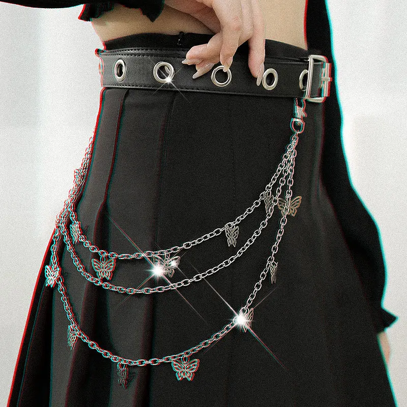 

New Butterfly Chain Belt Women's Cool Instagram Pant Chain Accessories Punk Jeans Hip Hop Jk Uniforms Dress Decoration Belt