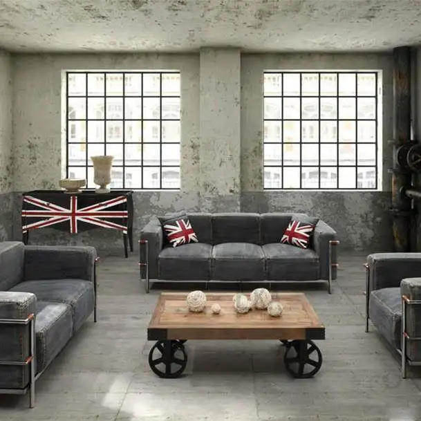 Old solid wood simple creative coffee table, wrought iron cart