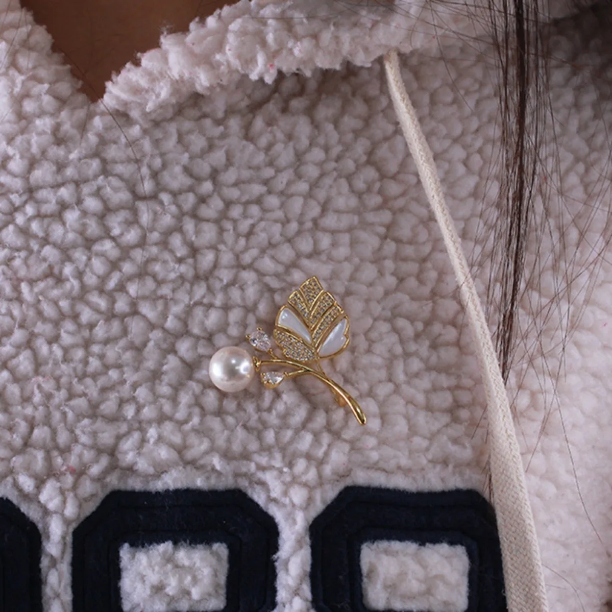 Brass Gold Plated Leaf Brooch Blank, Simple High-end Texture, Zircon DIY Pearl Corsage Accessory