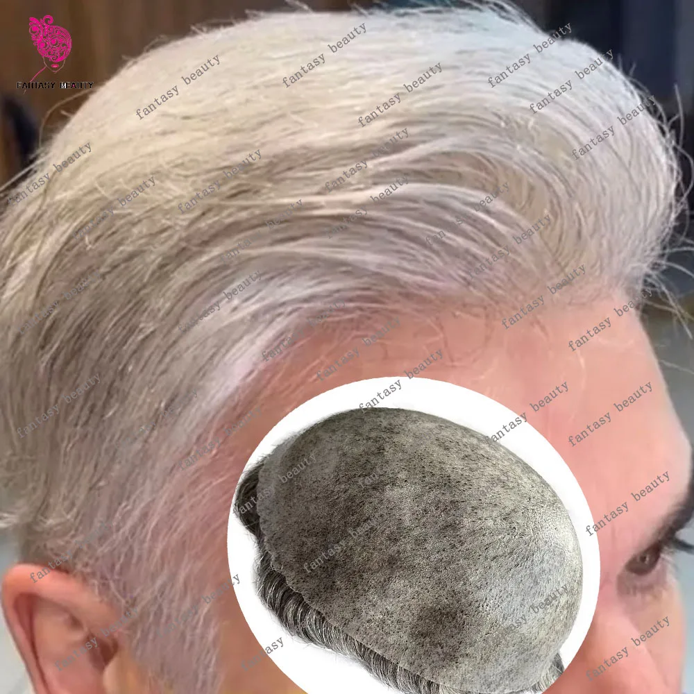 1B80 1B65 Natural Hairline Men's Human Hair Capillary Prosthesis Hairpieces Super Durable Microskin Thin Skin PU Male Toupee Wig