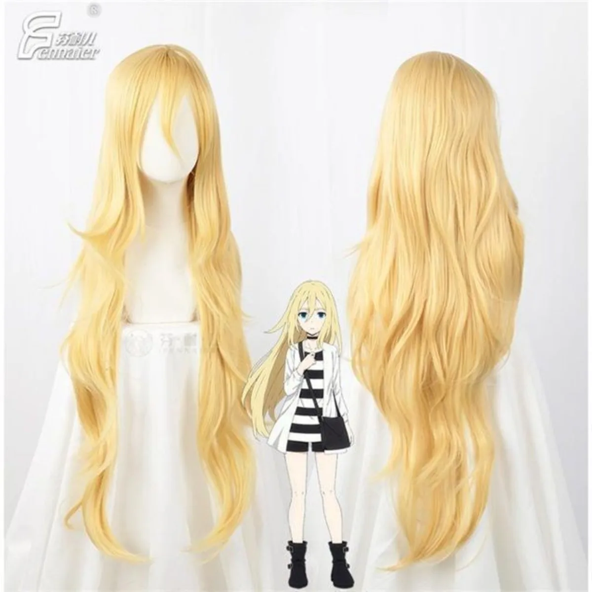 شعر مستعار أشقر كريمي راي بطول 80 سم لشعر راشيل جاردنر ملائكة الموت أنيمي دقيق #1