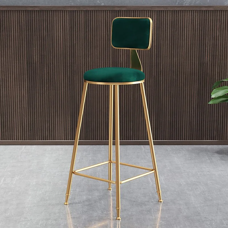 Nordic Bar Stools Simple Modern Backrest  Bar Chairs Home Foot Bar Stool  Dining Chair Gold Stoving Varnish Legs