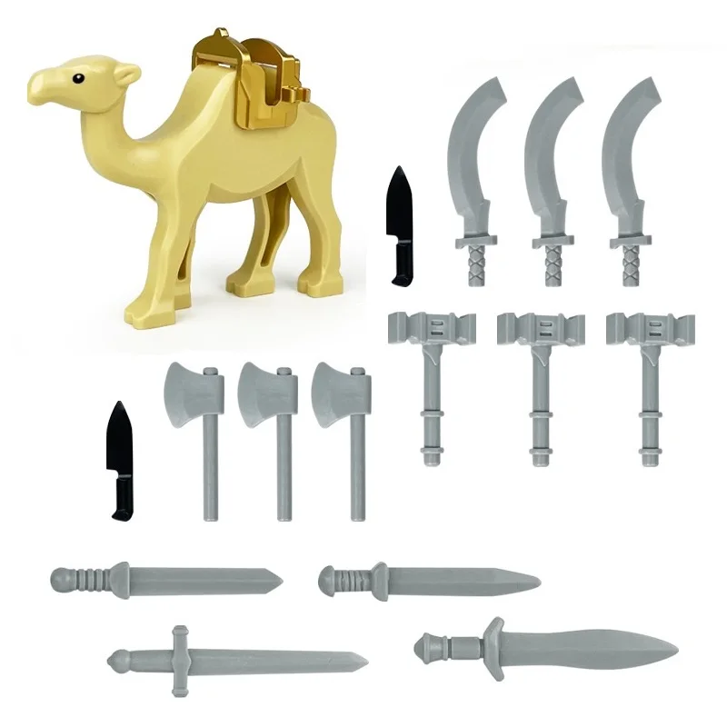 

Фильм пустыни на Ближнем Востоке с 12 шт. мини-фигурки верблюда, нож, оружие, аксессуары, MOC, строительные блоки, игрушки для мальчиков