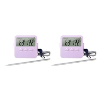 Digital Food Thermometer Cooking Temperature Alarm Cooking Timer With LED Display Stainless Steel Probe