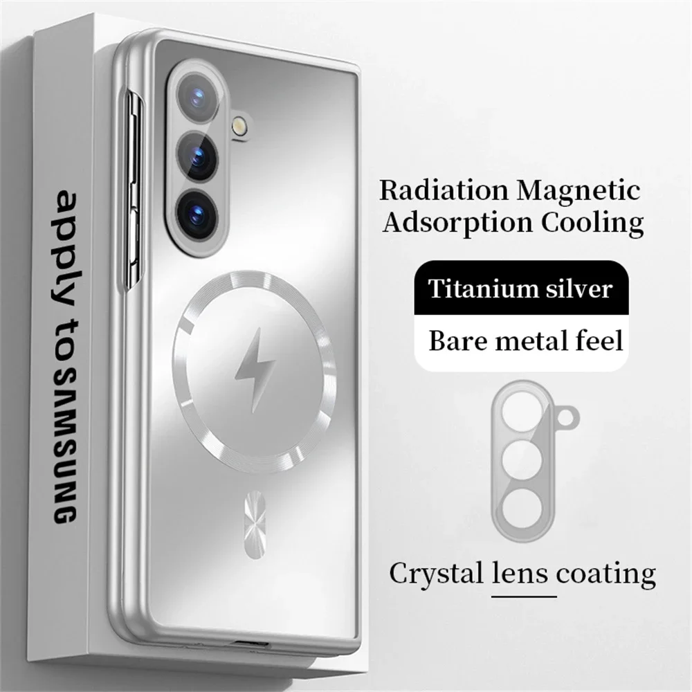 

Luxury For Magsafe Wireless Charging Matte Frosted AG Case For Samsung Z Fold 7 ZFold 6 5 4 3 5G Full Lens Protection Back Cover