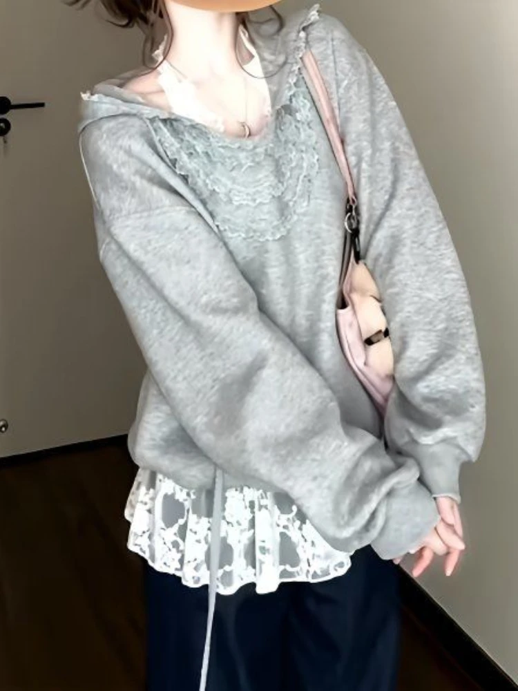 

Y2K японский ретро грибной край с длинными рукавами женская толстовка с капюшоном осень американский пикантная девушка милый стиль модные женские топы