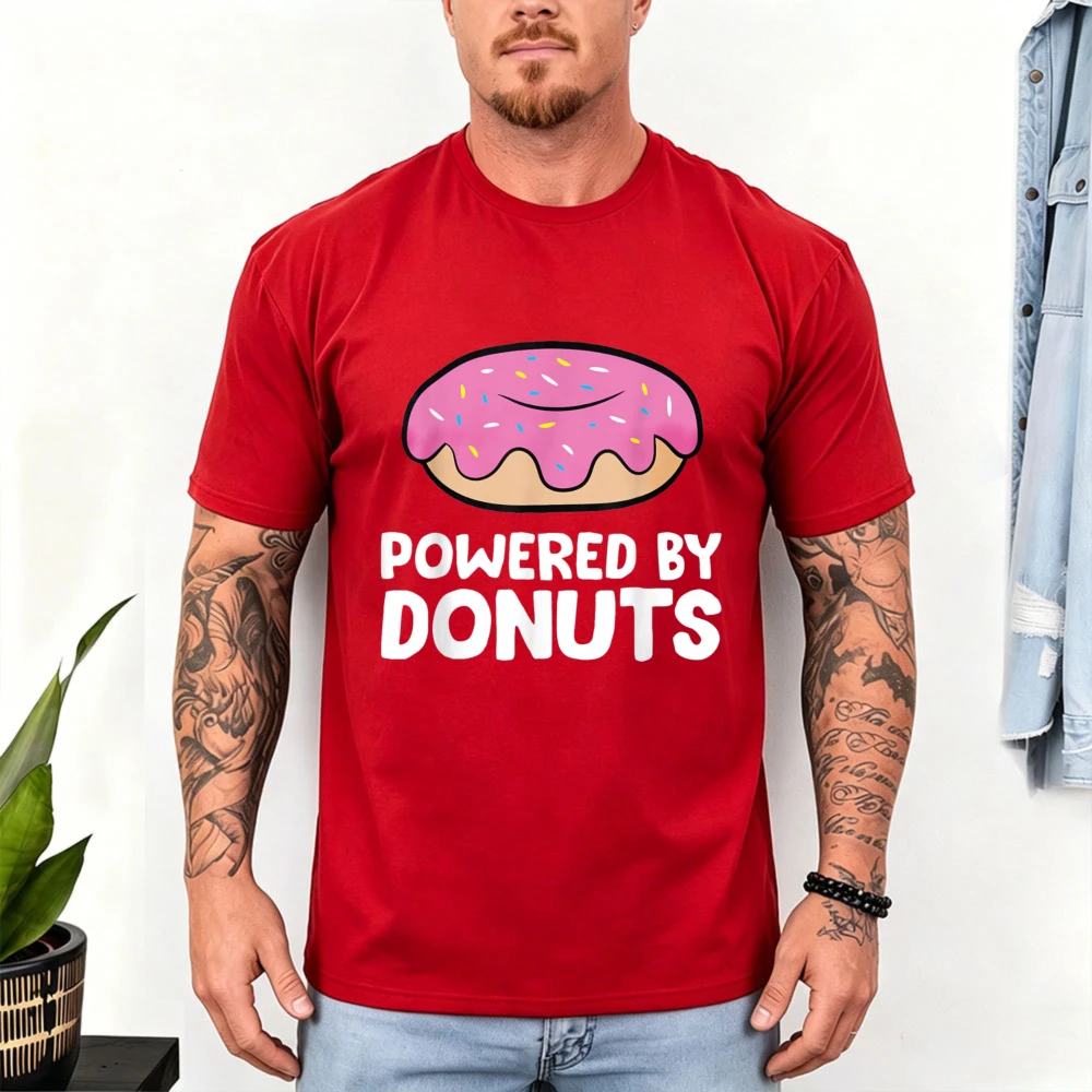 Cute Sprinkle Donut Graphic Short Sleeve Tops Sweet Tooth Lover Daily Vacation Street T-shirt Minimal Aesthetic Cotton Men Tee