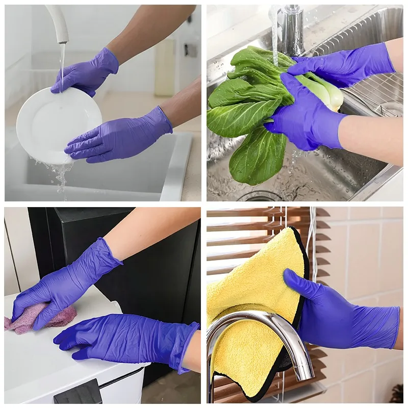 20/50/100PCS Purple disposable nitrile gloves for household kitchen bathroom hair salon pets waterproof latex free powder free