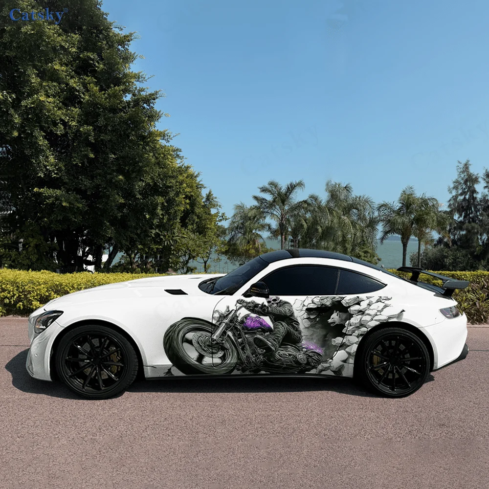 

Skeleton Motorcycle Wall Car Vinyl Wraps Decal Self-adhesive PVC Sticker Suitable for Trucks SUV Decor Auto Accessories Gift