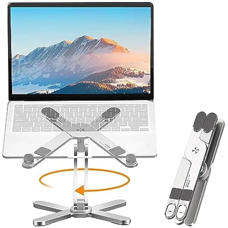 Podstawka do laptopa z obrotową podstawą 360°, metalowy uchwyt na laptopa do notebooka, do pracy w podróży, pasuje do wszystkich MacBook