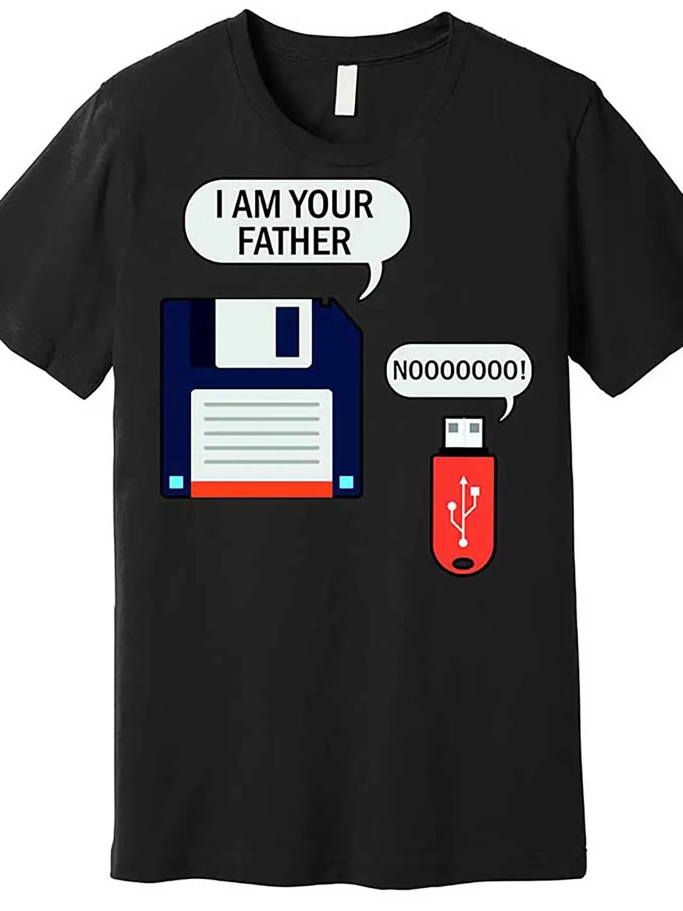 I Am Your Father Vintage Floppy Disk USB Premium Shirt 562841 Humorous Men's Short Sleeve Graphic Shirt Collection Black TT2
