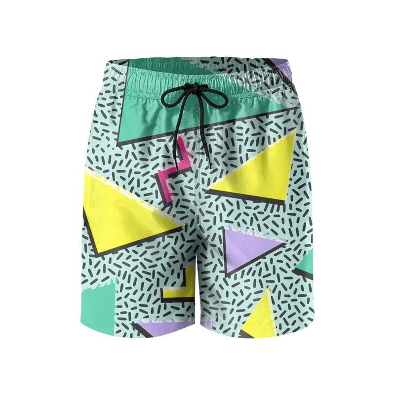 Vintage 80s 90s Memphis Swim Trunks Men Summer Surf Board Shorts Swimsuit homme 2023 New 3D Printed ropa hombre Cool Short Pants