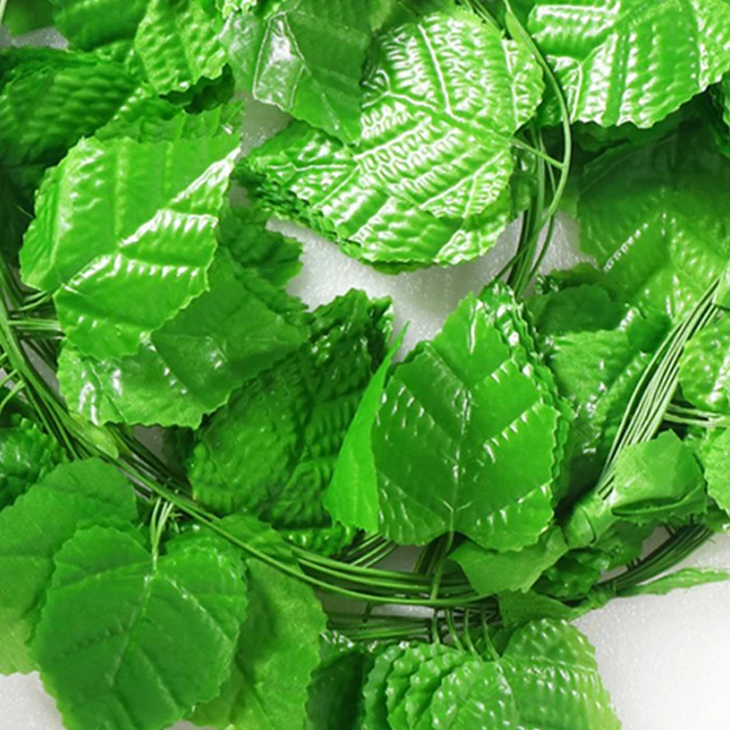 Guirnalda de hojas de hiedra verde, Planta Artificial de 2,2 M, vid colgante de pared de seda, decoración de jardín, hogar, fiesta de boda, guirnalda de hojas falsas