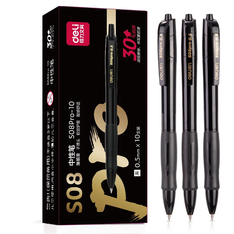 Retractable Gel Pen 0.5mm Bullet Tip Smooth Writing Black Ink Gel Pens 10pack For Student Exam Office School Stationery Supplies