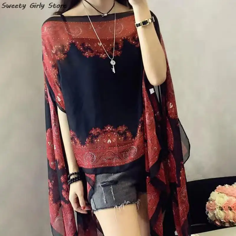 Elegant Women Beach Scarf Coat Exotic Sunscreen Cover Shirt Tops Boho Cardigan Blouse Sun Protection Chiffon Shawl Wrap Chiffon