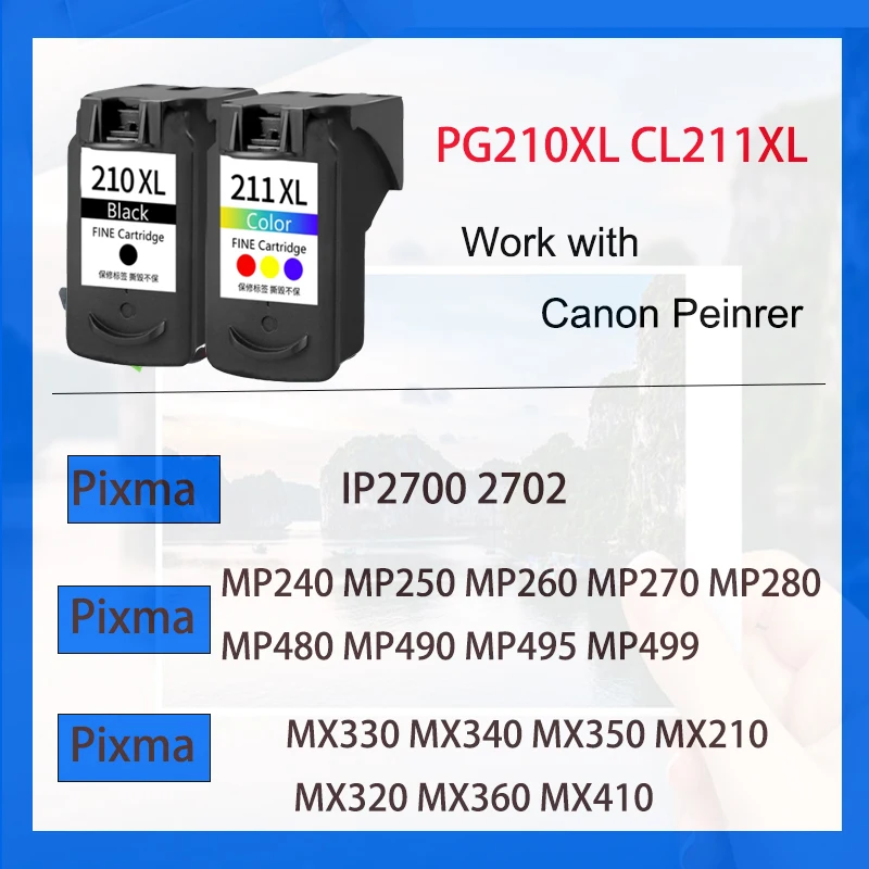 Imagem -03 - Cartucho de Tinta Compatível para Impressora Cartucho Pixma Pg210 Cl211 Ip2700 Ip2702 Mp240 Mp495 Mx330 Mx340 Mx360 Mx410 Mx420