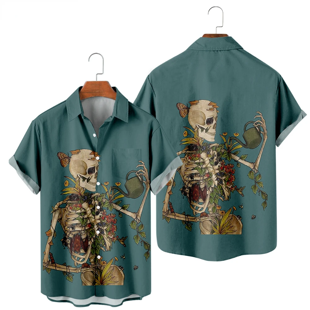 

2022 New Cross Creative Stripe 3d Digital Printing Trend Loose Short-Sleeved Shirt Men'S Top