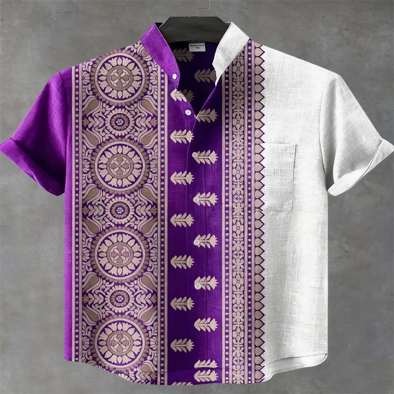 New Men's Shirt: Stylish, casual, and comfortable short-sleeved shirt with ethnic-inspired print and collar, perfect for summer - Image 5
