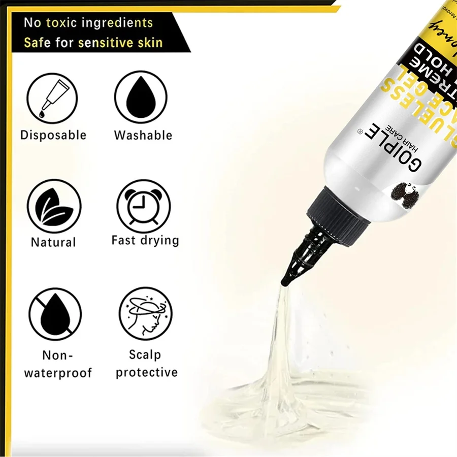 GOIPLE Glueless Liquid Gel Fast Drying Wig Bonding Adhesive Temporary Hold for Lace Front Wigs and Hairs Systems Invisible Glue