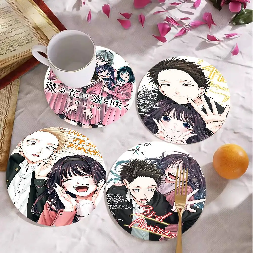 Anime The Fragrance Flower Blooms With Dignity Coaster Bandeja de bebidas de madera adecuada para restaurantes cafeterías Fácil de lavar y limpiar